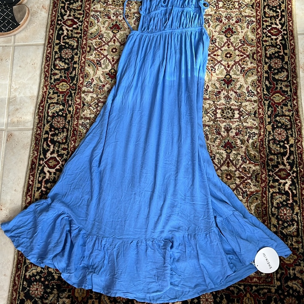Blue Maxi Sun Dress Size Large by SHEIN Vacay New